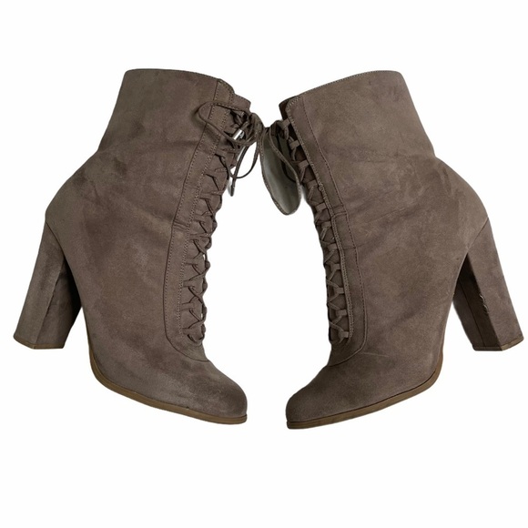 Carlos Santana Sandra Lace Up Chunky Heel Faux Suede Boots Size 10 - Picture 8 of 10